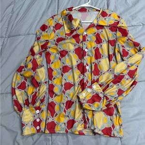 Vintage 70s Colorful Geometric Button-Up Shirt